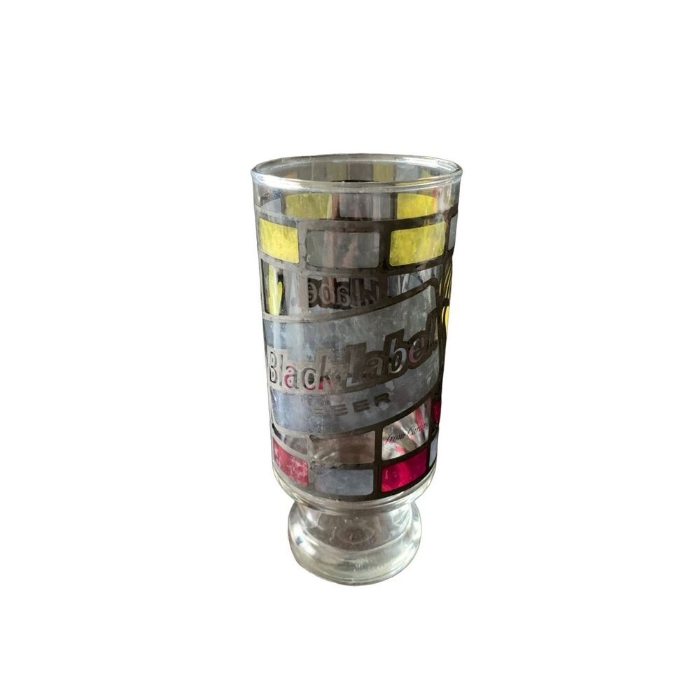 Vintage Black Label Beer Glass: Stained Glass Art Deco By Carling Tiffany Vibe